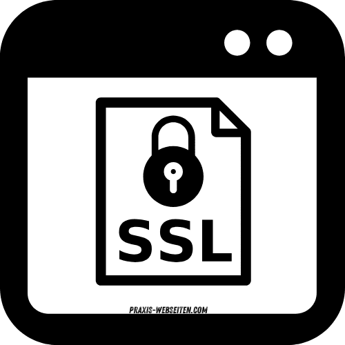 SSL-Zertifikat Symbol mit Vorhängeschloss in Browserfenster für sichere Internetverbindungen.