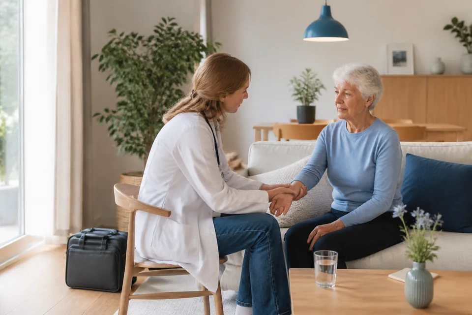 Hausärztlicher Besuch bei einer älteren Patientin zu Hause
