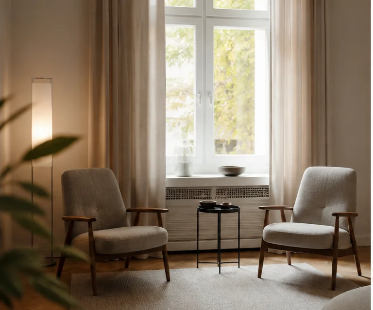 Ruhiger Therapieraum mit zwei Sesseln