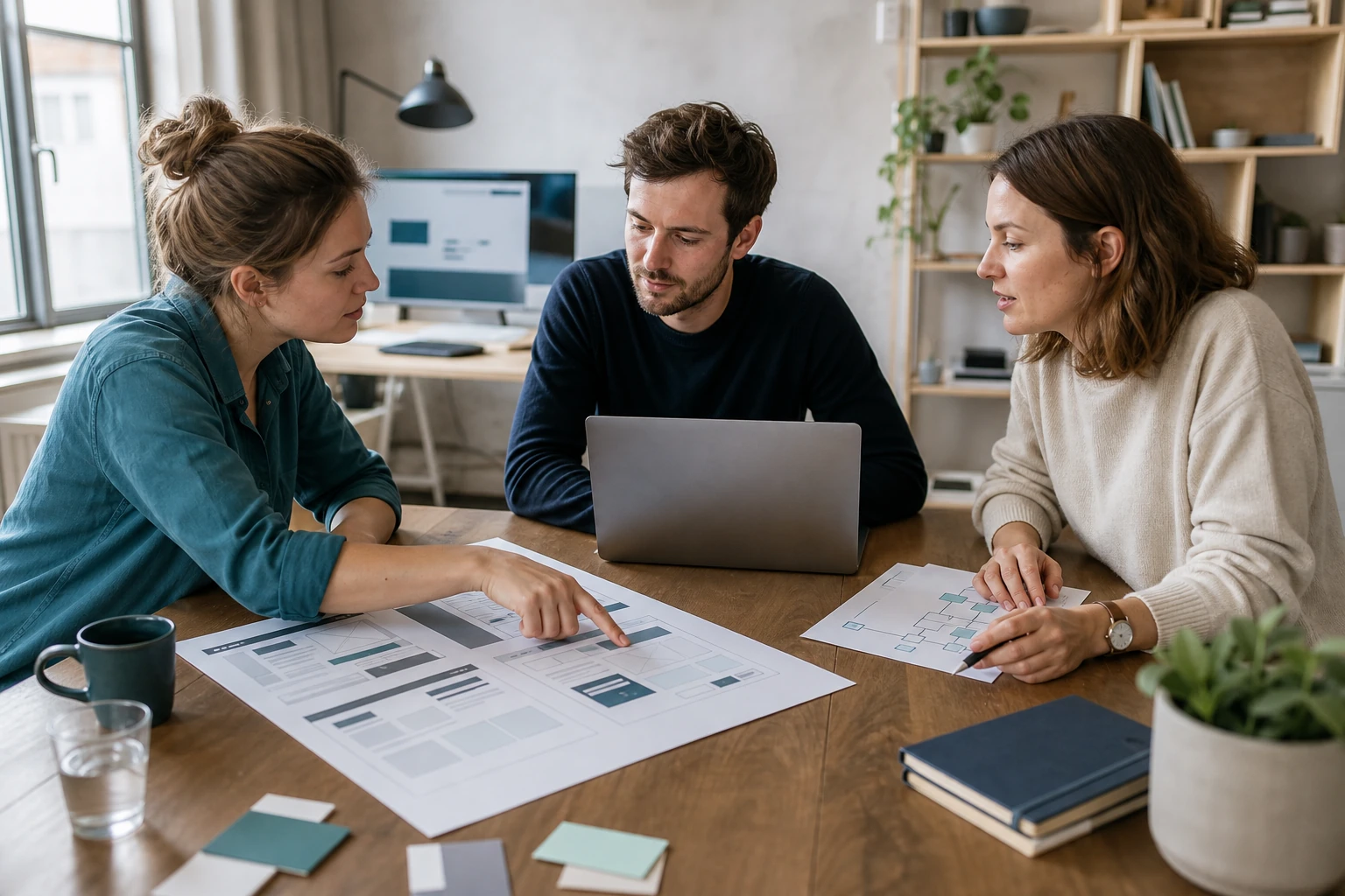 Illustrative Darstellung eines Agenturteams bei der gemeinsamen Planung einer medizinischen Website